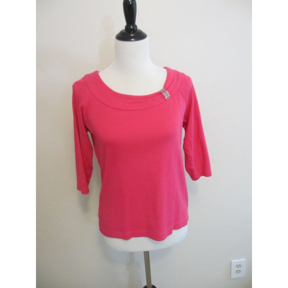 RAFAELLA PETITES PINK MID SLEEVE TOP SIZE PM